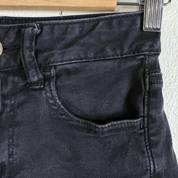 AMERICAN EAGLE Charcoal Black High Waist Super Stretch Shorts Size 2 - Picture 2 of 11